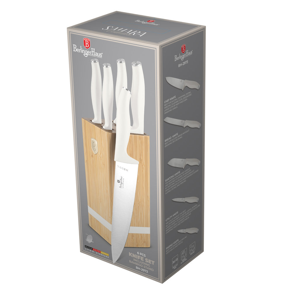 Berlinger Haus 6-Piece Stainless Steel Knife Set with Bamboo Stand – Sahara