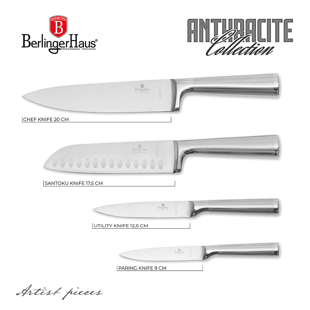 Berlinger Haus 4-Piece Stainless Knife Set - Matte Black