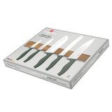 Berlinger Haus 6-Piece Stainless Steel Knife Set with Wood Magnetic Hanger - Matt Green