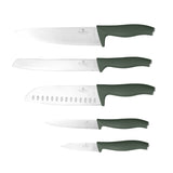 Berlinger Haus 6-Piece Stainless Steel Knife Set with Wood Magnetic Hanger - Matt Green