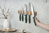 Berlinger Haus 6-Piece Stainless Steel Knife Set with Wood Magnetic Hanger - Matt Green