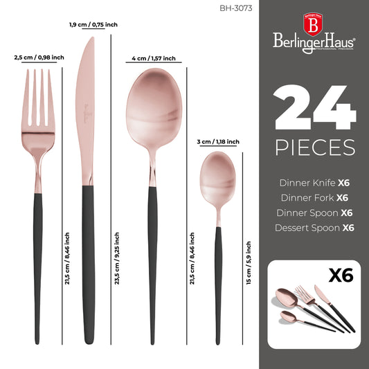 Berlinger Haus 24-Piece Cutlery Set – Black Rose