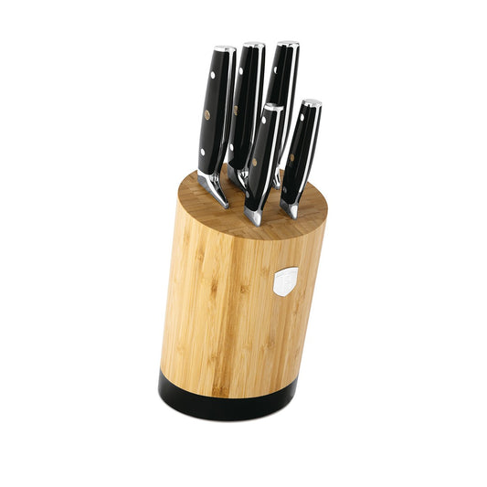 Berlinger Haus 6-Piece Stainless Steel Knife Set with Bamboo Stand - Black
