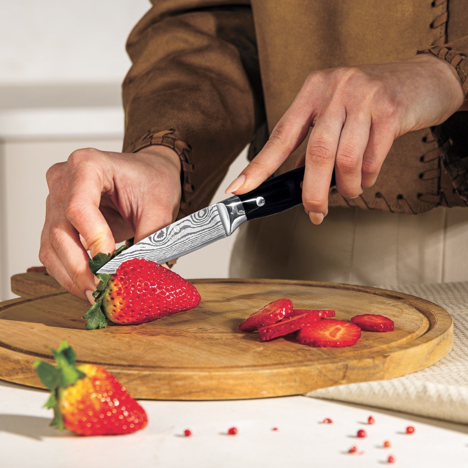 Berlinger Haus 6-Piece Stainless Steel Knife Set with Bamboo Stand - Black