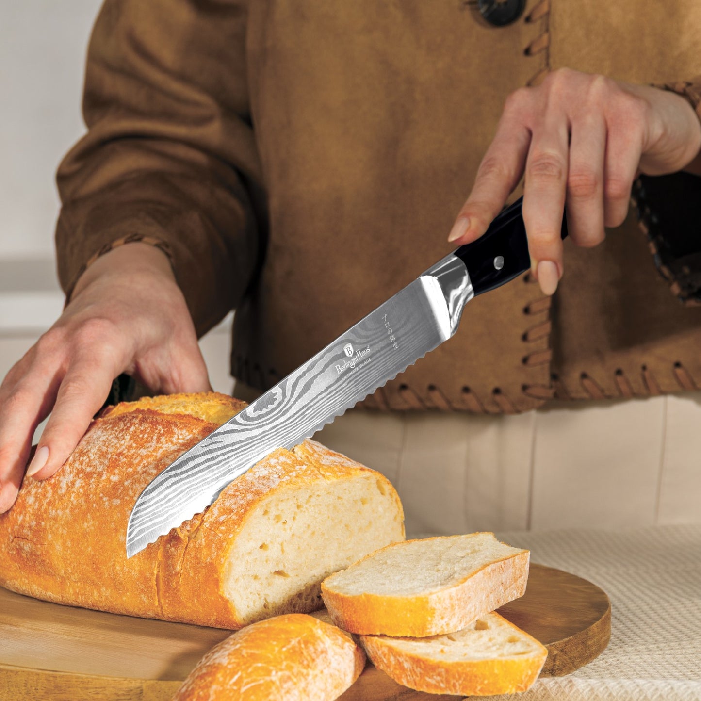 Berlinger Haus 6-Piece Stainless Steel Knife Set with Bamboo Stand - Black