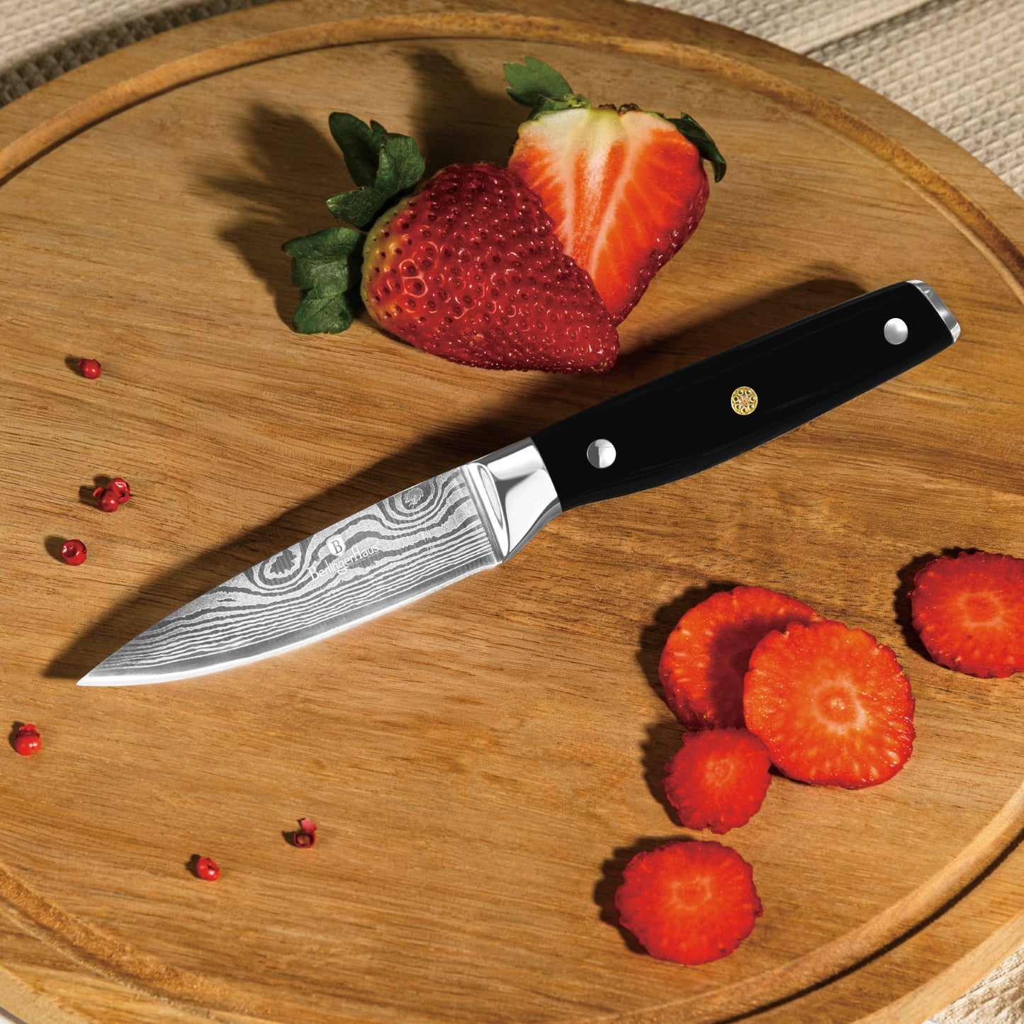 Berlinger Haus 6-Piece Stainless Steel Knife Set with Bamboo Stand - Black