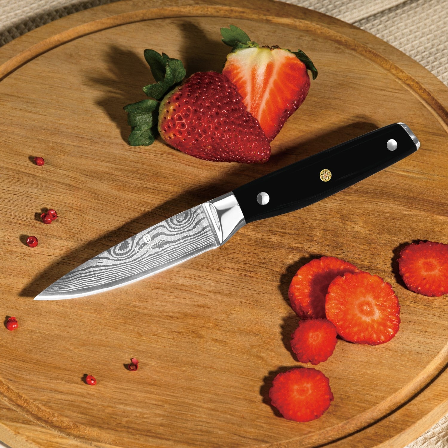 Berlinger Haus 6-Piece Stainless Steel Knife Set with Bamboo Stand - Black