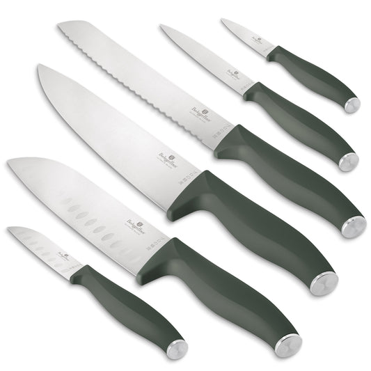 Berlinger Haus 6-Piece Stainless Steel Knife Set – Matt Green