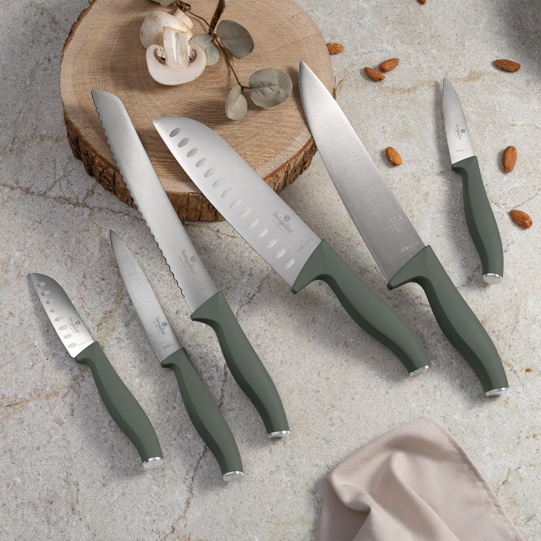Berlinger Haus 6-Piece Stainless Steel Knife Set – Matt Green