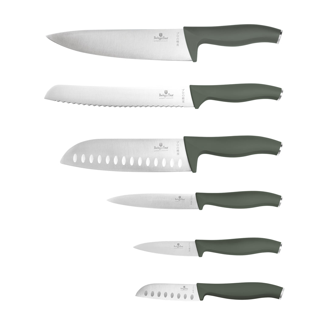Berlinger Haus 6-Piece Stainless Steel Knife Set – Matt Green