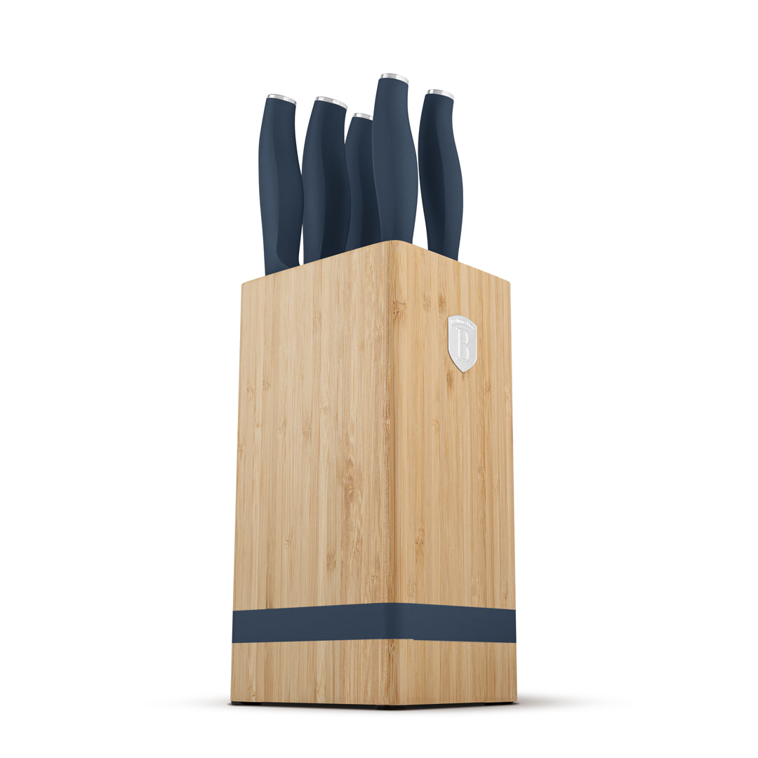 Berlinger Haus 6-Piece Stainless Steel Knife Set with Bamboo Stand – Deep Sea