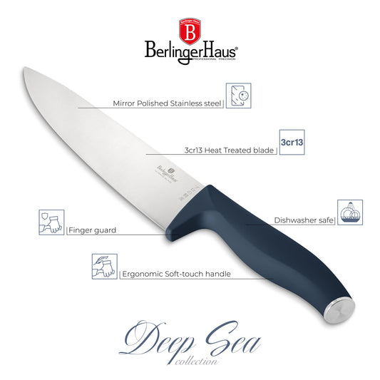 Berlinger Haus 6-Piece Stainless Steel Knife Set with Bamboo Stand – Deep Sea