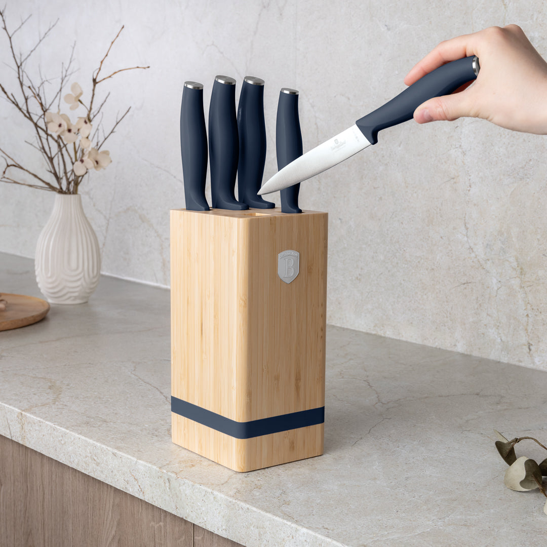 Berlinger Haus 6-Piece Stainless Steel Knife Set with Bamboo Stand – Deep Sea