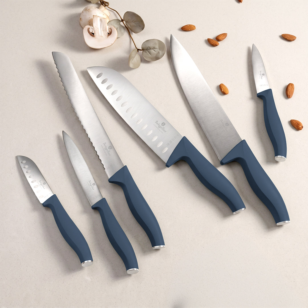 Berlinger Haus 6-Piece Stainless Steel Knife Set with Bamboo Stand – Deep Sea