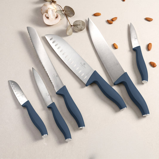 Berlinger Haus 6-Piece Stainless Steel Knife Set with Bamboo Stand – Deep Sea