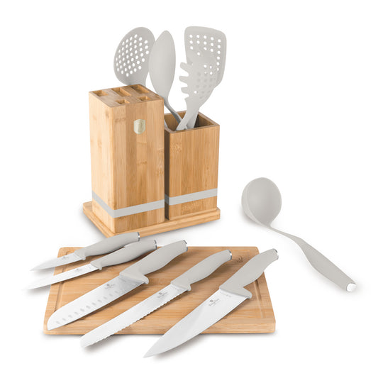 Berlinger Haus 12-Piece Kitchen Organiser Set with Wooden Stand – Taupe
