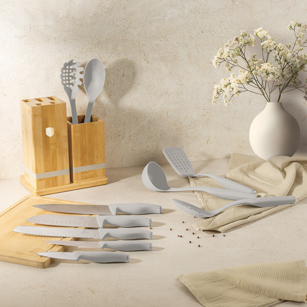 Berlinger Haus 12-Piece Kitchen Organiser Set with Wooden Stand – Taupe