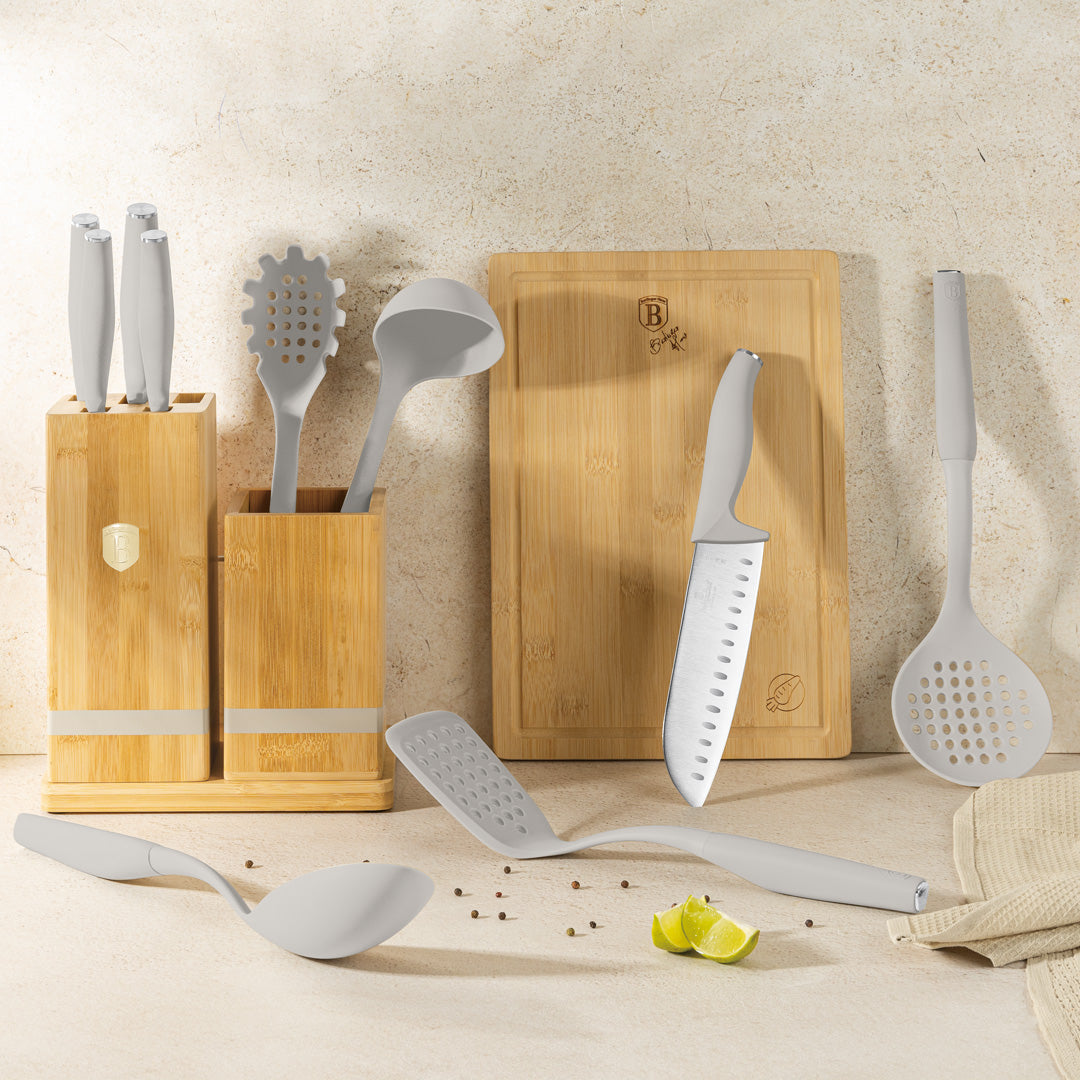 Berlinger Haus 12-Piece Kitchen Organiser Set with Wooden Stand – Taupe