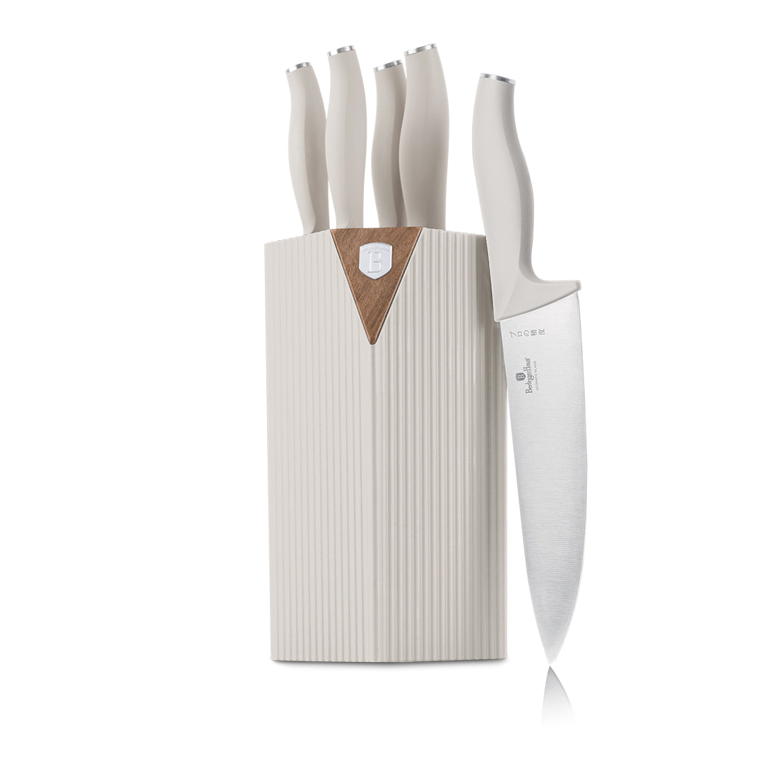 Berlinger Haus 6-Piece Stainless Steel Knife Set with Stand – Sahara