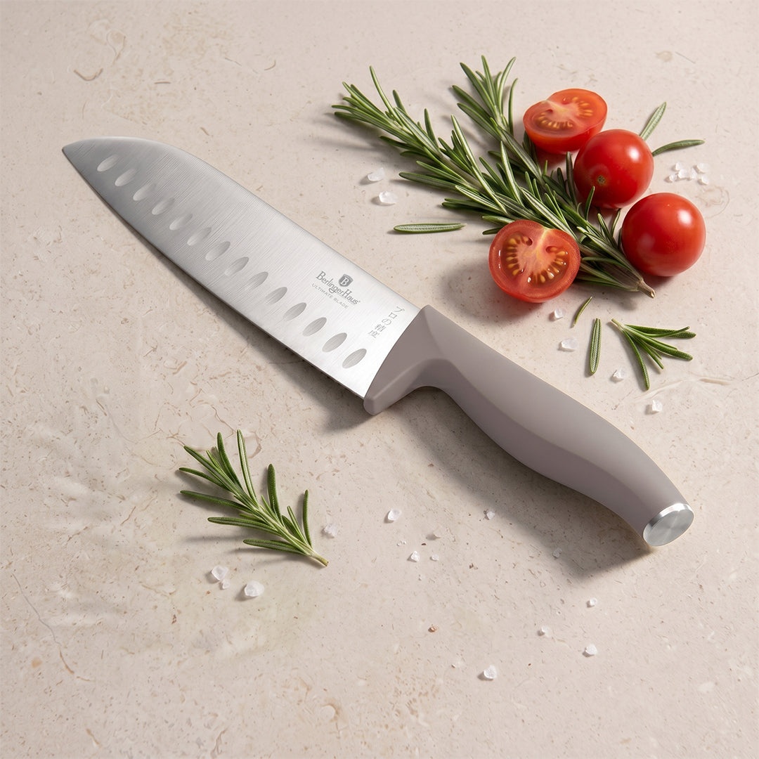 Berlinger Haus 6-Piece Stainless Steel Knife Set with Stand – Taupe