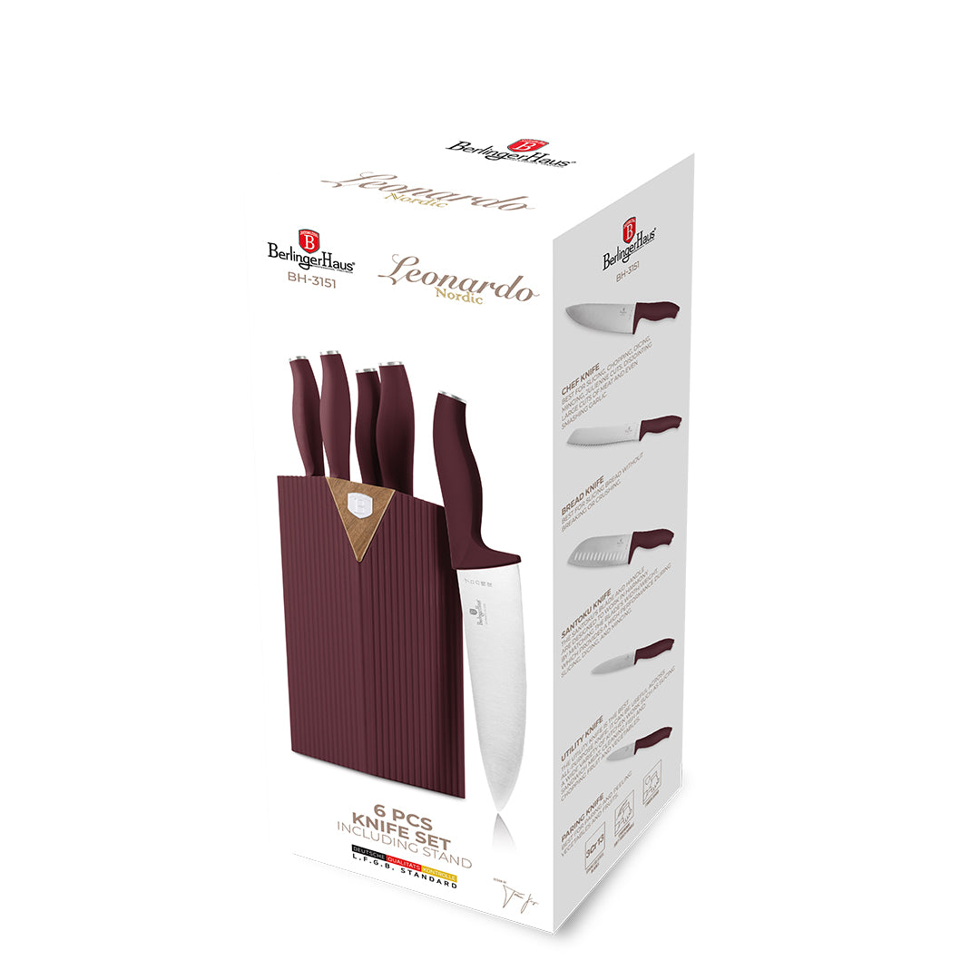 Berlinger Haus 6-Piece Stainless Steel Knife Set with Stand – Leonardo