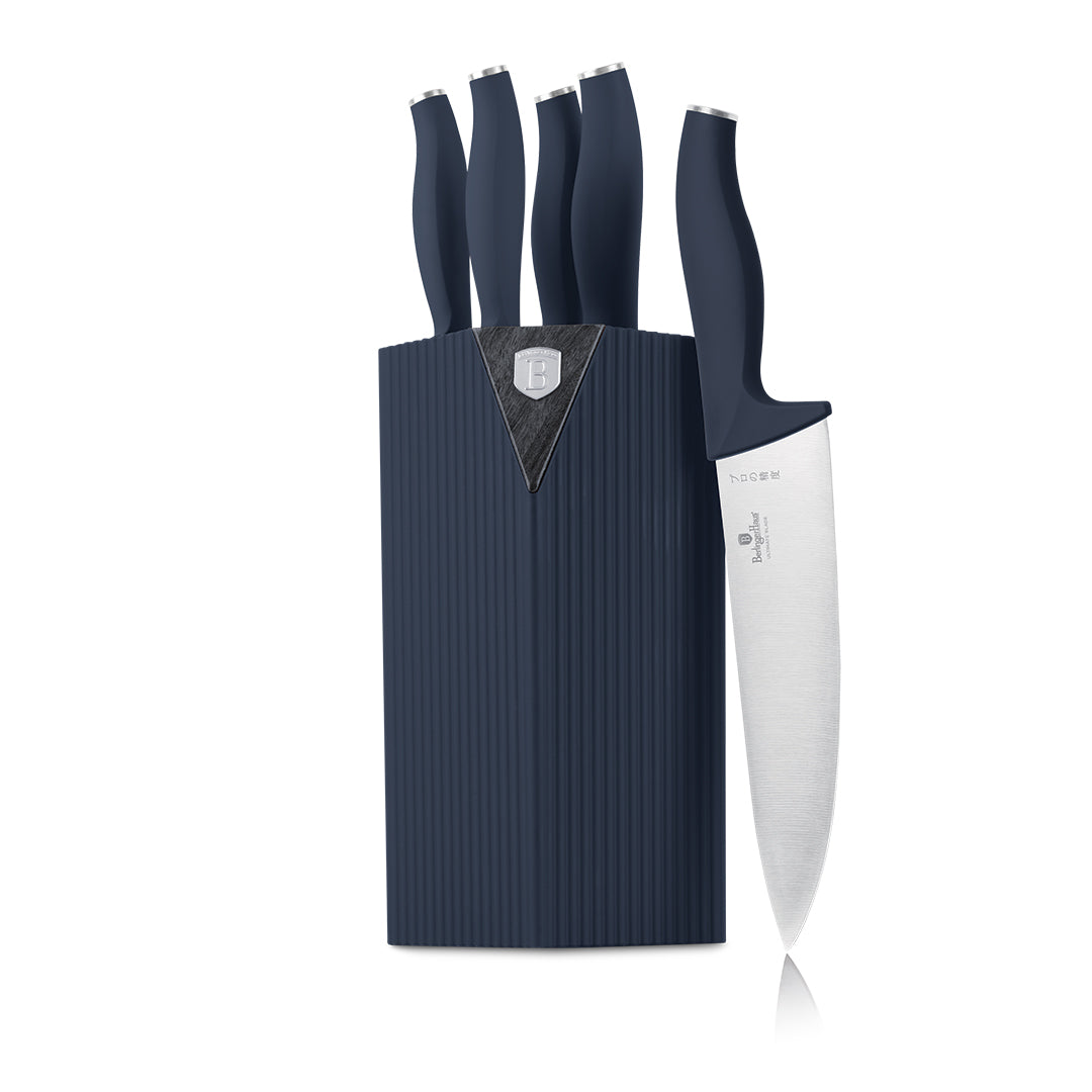 Berlinger Haus 6-Piece Stainless Steel Knife Set with Stand – Deep Sea