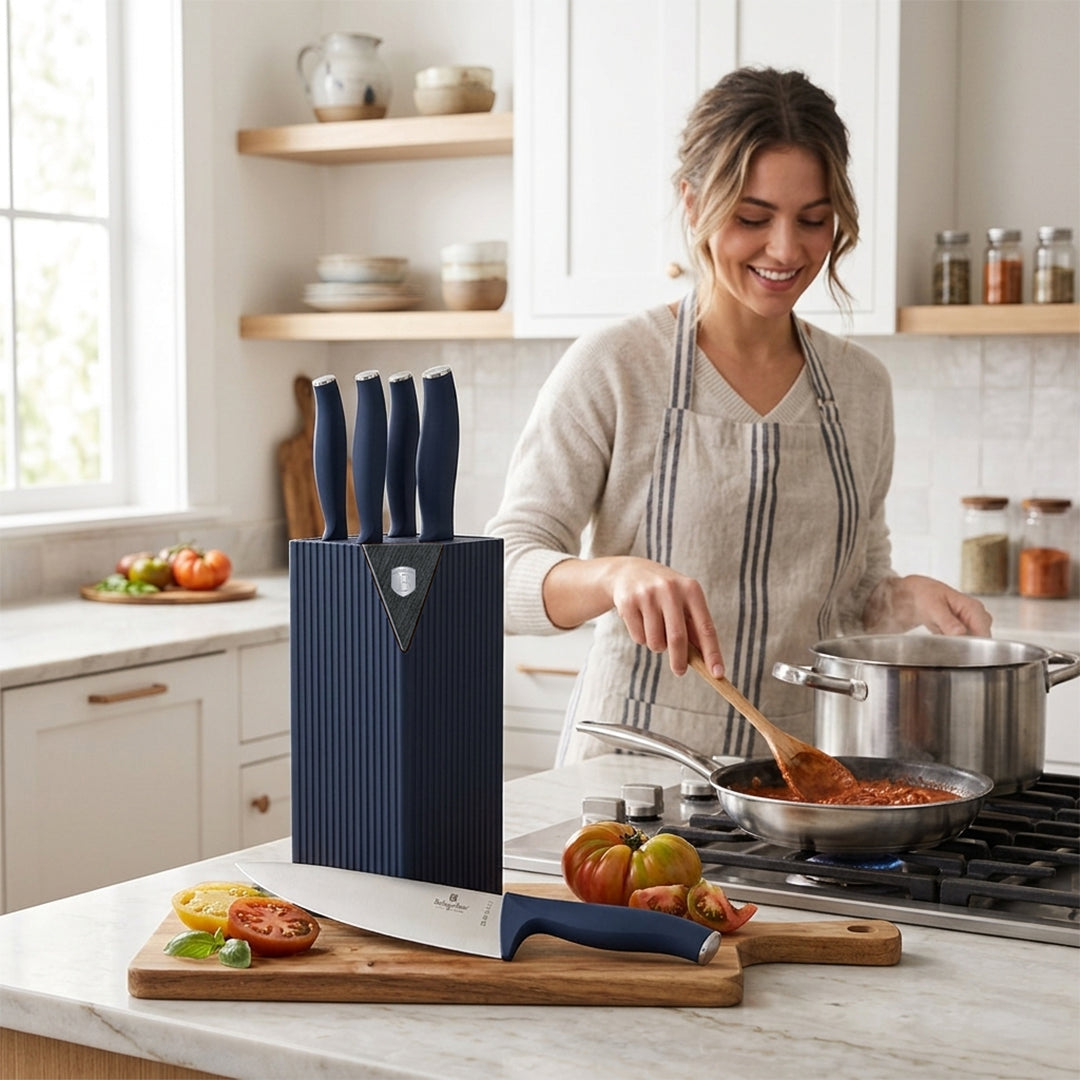 Berlinger Haus 6-Piece Stainless Steel Knife Set with Stand – Deep Sea