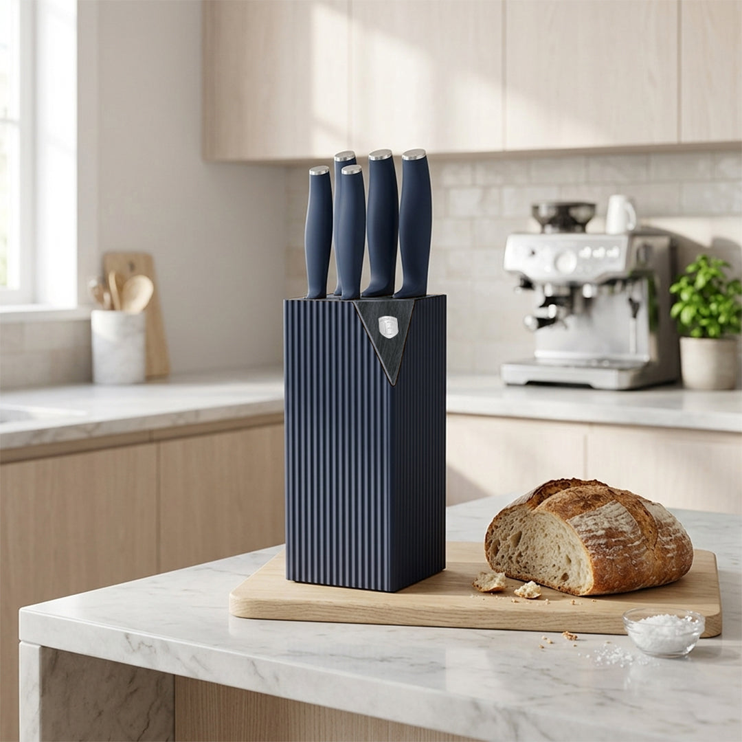 Berlinger Haus 6-Piece Stainless Steel Knife Set with Stand – Deep Sea
