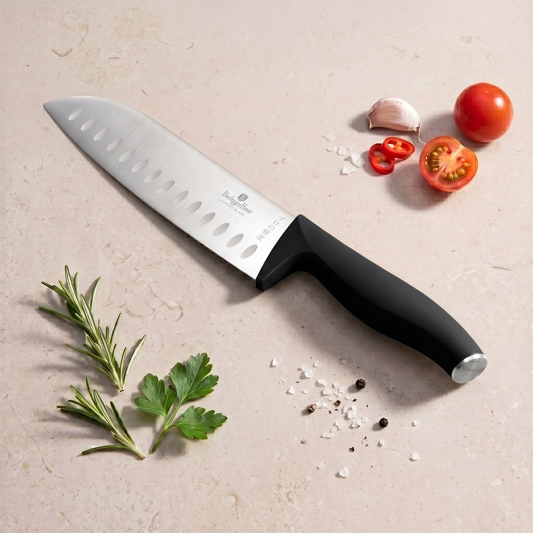 Berlinger Haus 6-Piece Stainless Steel Knife Set with Stand – Matt Black