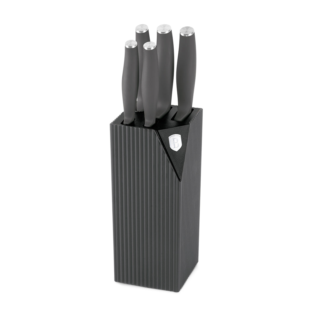 Berlinger Haus 6-Piece Stainless Steel Knife Set with Stand – Anthracite