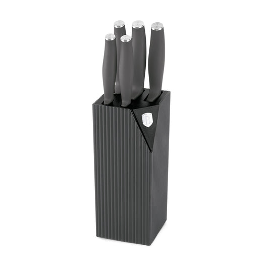 Berlinger Haus 6-Piece Stainless Steel Knife Set with Stand – Anthracite