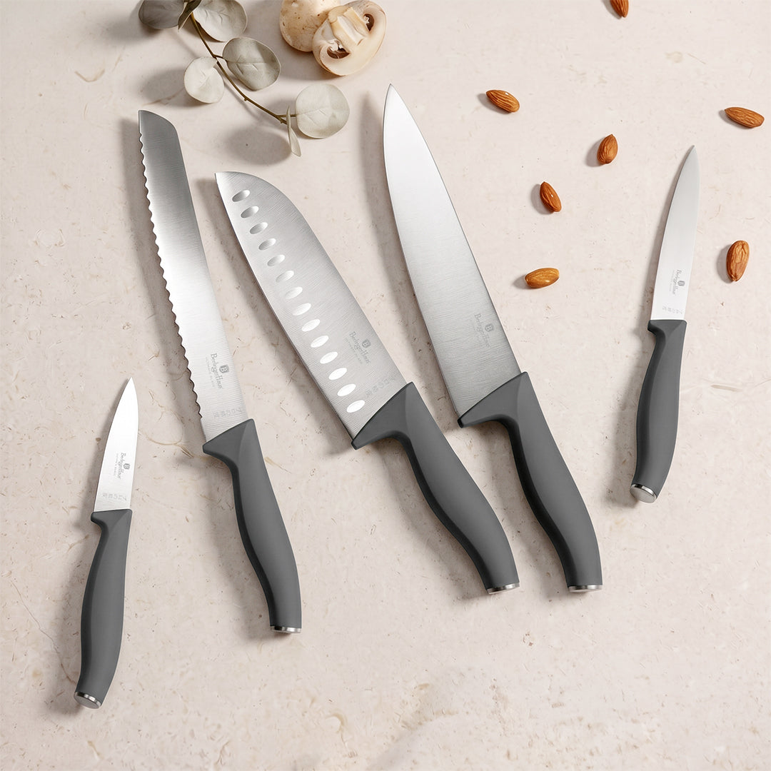 Berlinger Haus 6-Piece Stainless Steel Knife Set with Stand – Anthracite