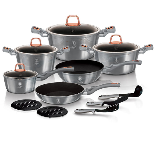 Berlinger Haus 15 Piece Marble Coating Cookware Set - Moonlight