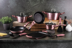Berlinger Haus 12+2 Pieces Marble Coating Cookware Set - i-Rose Edition