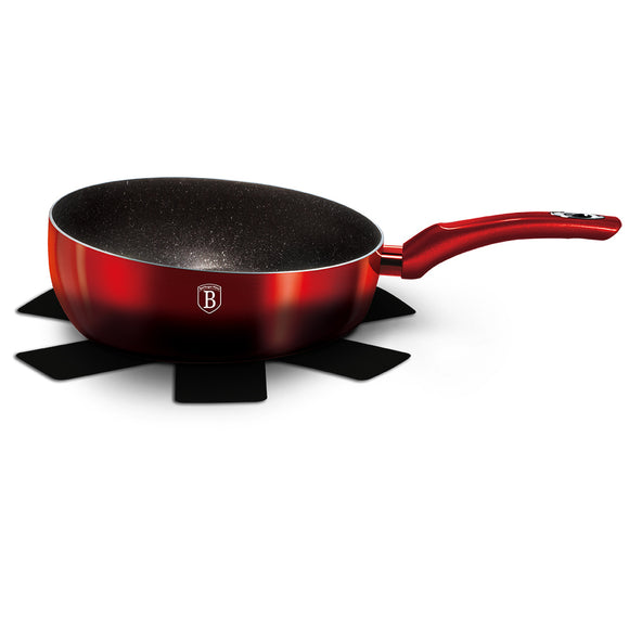 Berlinger Haus 26cm Marble Coating Non-Stick Flip Frypan - Black Burgundy