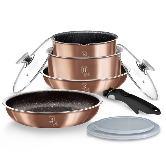 Berlinger Haus 8-Piece Marble Coating Cookware Set - Rose Gold Edition