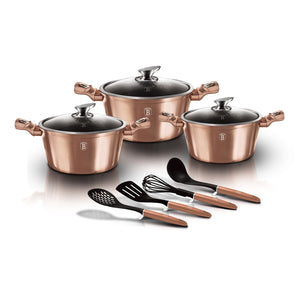 Berlinger Haus 10-Piece Marble Coating Cookware Set - Rose Gold Metallic Line