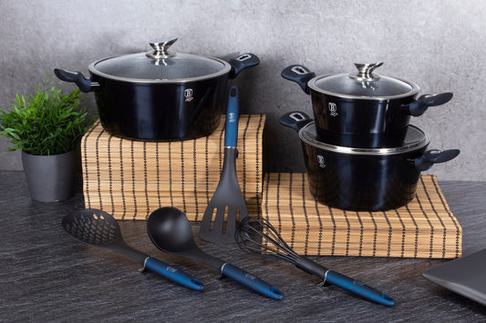 Berlinger Haus 10-Piece Marble Coating Cookware Set - Aquamarine
