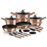 Berlinger Haus 17-Piece Marble Coating Cookware Set - Rose Gold Metallic