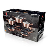 Berlinger Haus 17-Piece Marble Coating Cookware Set - Rose Gold Metallic