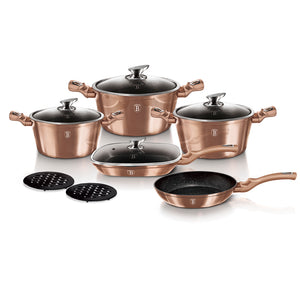 Berlinger Haus 11-Piece Marble Coating Cookware Set - Rose Gold Metallic Line