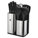 Berlinger Haus 12-Piece Stainless Steel Knife Set with Stand and Board Black Silver