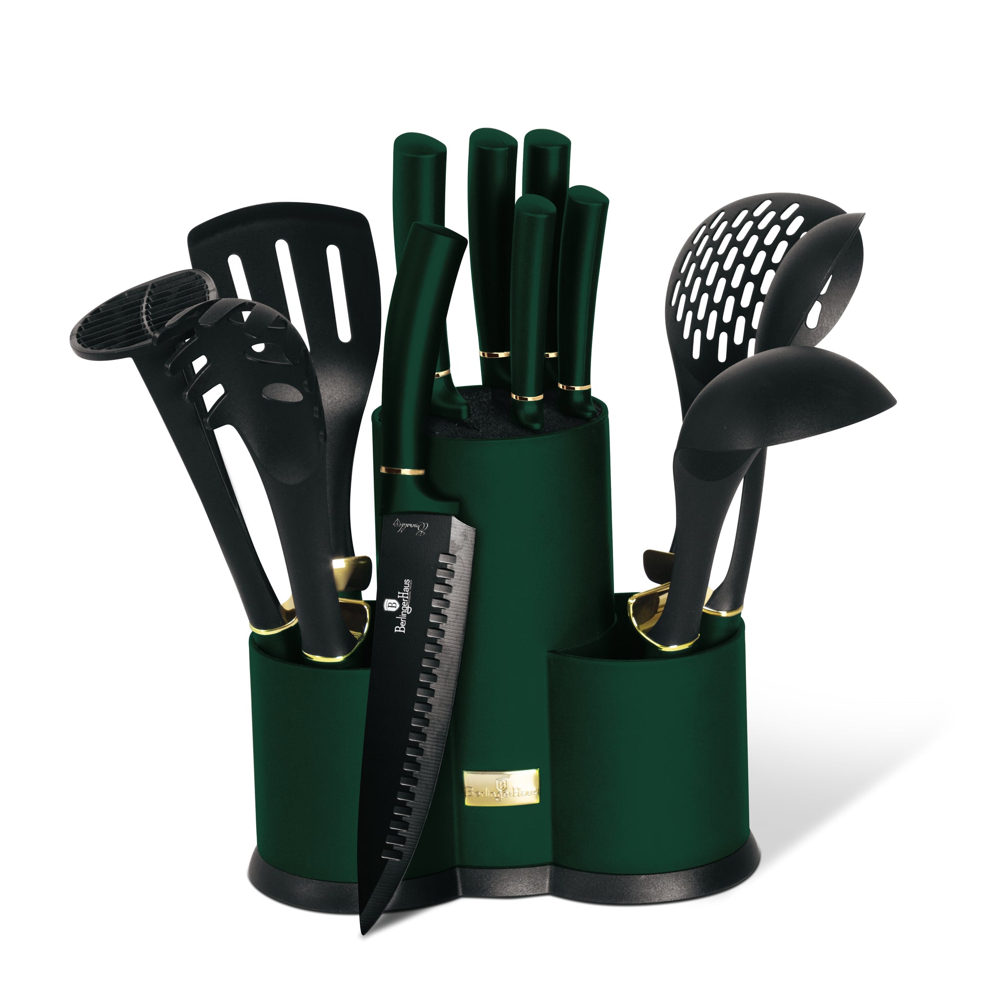 Berlinger Haus 12 Piece Knife Set with Stand and Kitchen Tools - Emerald