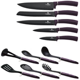 Berlinger Haus 12-Piece Knife & Kitchen Utensils Set with Stand - Purple