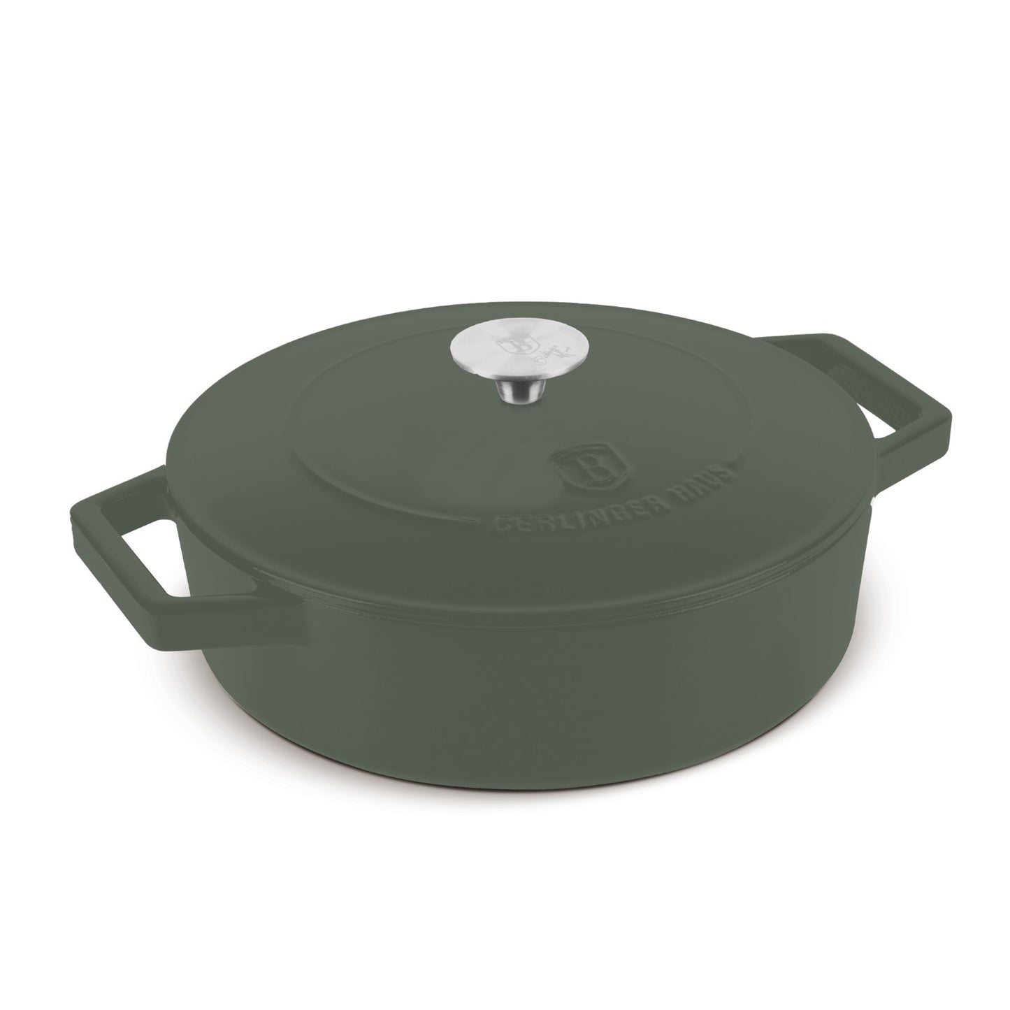 Berlinger Haus 26cm Cast Iron Shallow Pot – Matte Green