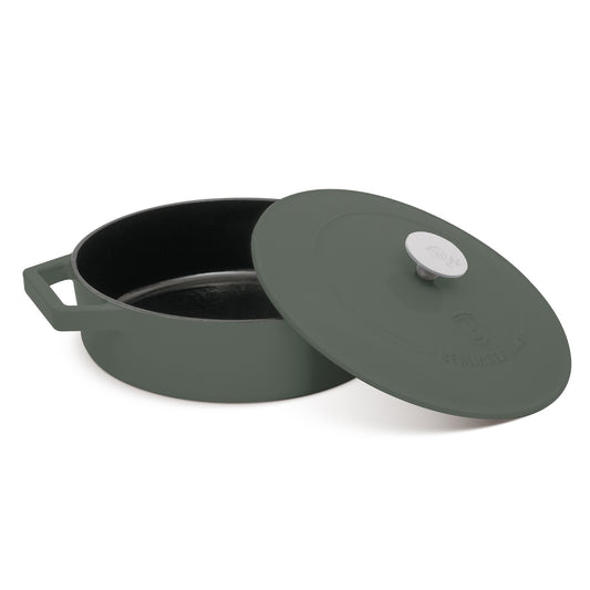 Berlinger Haus 26cm Cast Iron Shallow Pot – Matte Green