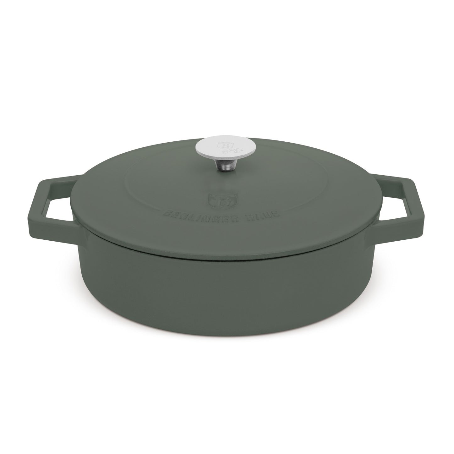 Berlinger Haus 26cm Cast Iron Shallow Pot – Matte Green