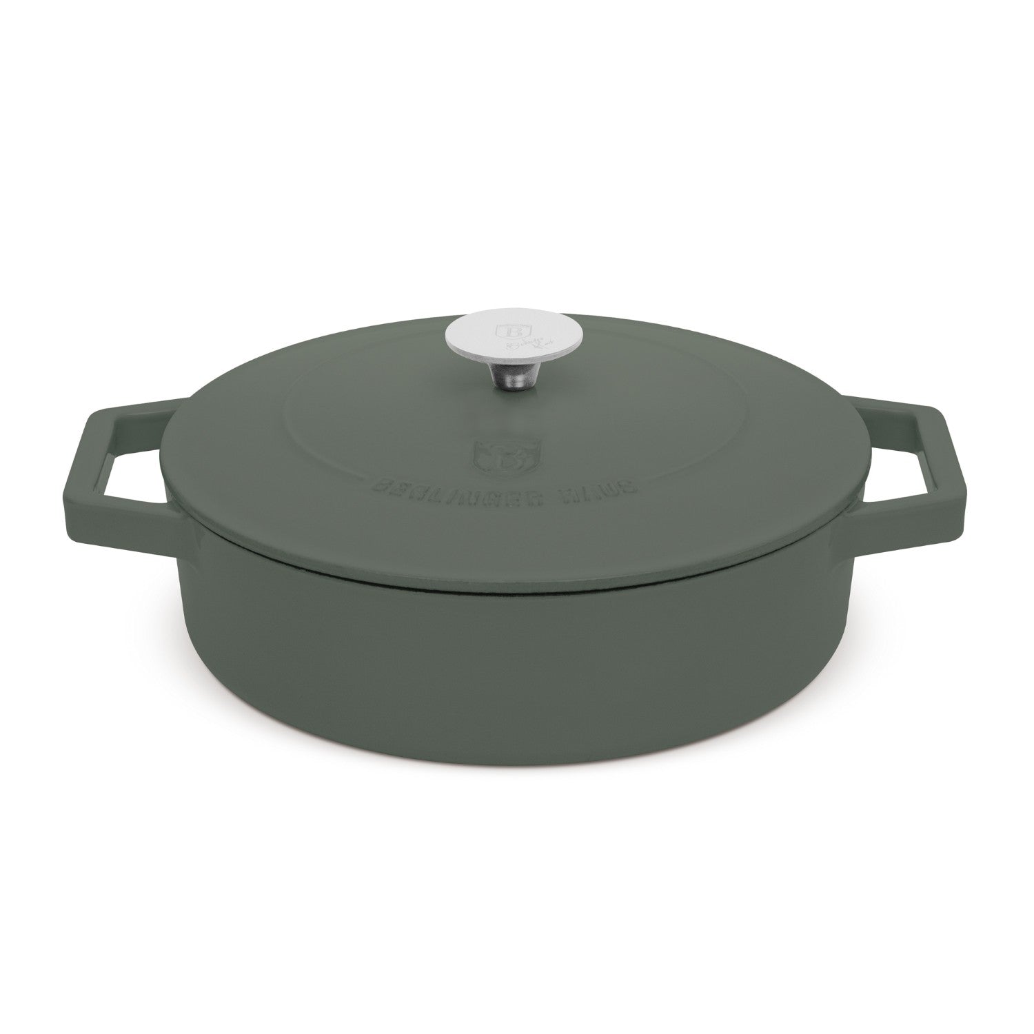 Berlinger Haus 26cm Cast Iron Shallow Pot – Matte Green