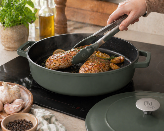 Berlinger Haus 26cm Cast Iron Shallow Pot – Matte Green