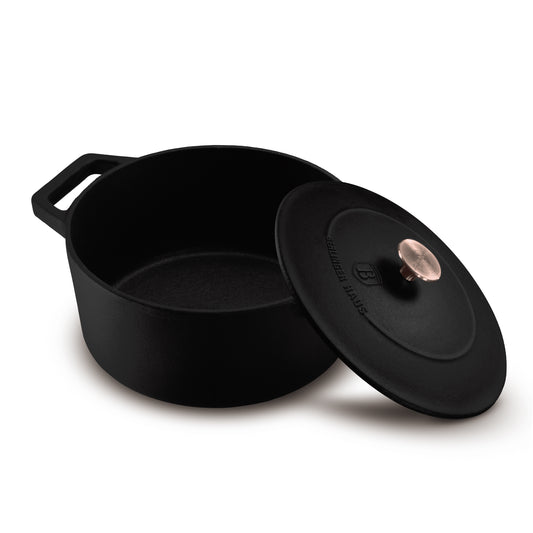 Berlinger Haus 20cm Enamel Coating Oven Safe Casserole with Lid - Black